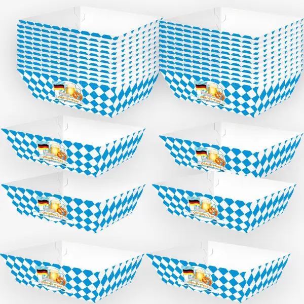 20 Pcs Oktoberfest German Party Bavarian Flag 4 Corner Food Boxes Paper German Beer Festival Snack Trays - Rabclub.com 