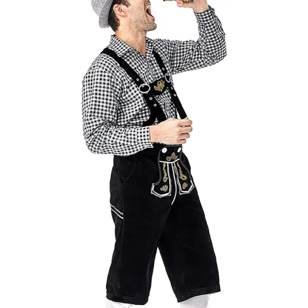 Men's Vintage Bavarian Oktoberfest Print Shorts With H-shaped Straps - Wayrates.com 