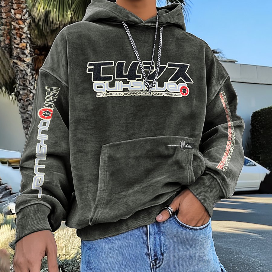 

Men's Vintage Surf Printed Oversized Hoodie