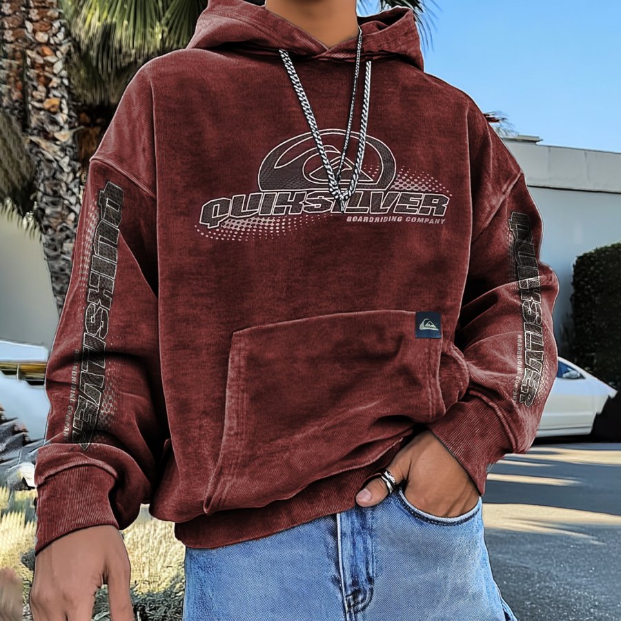 

Men's Vintage Surf Printed Oversized Hoodie
