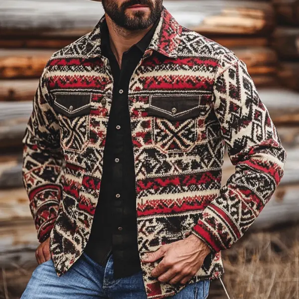 Men's Vintage Western Cowboy Retro Pocket Shirt - Wayrates.com 