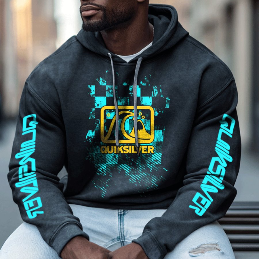 

Men's Outdoor Vintage Washed Print Hoodie