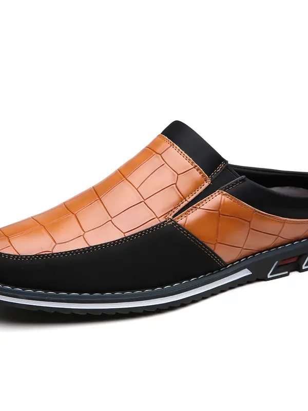 Men's Big Size Croc-Embossed Leather Loafers Stylish Slip-On Shoes - Menbarn.com 
