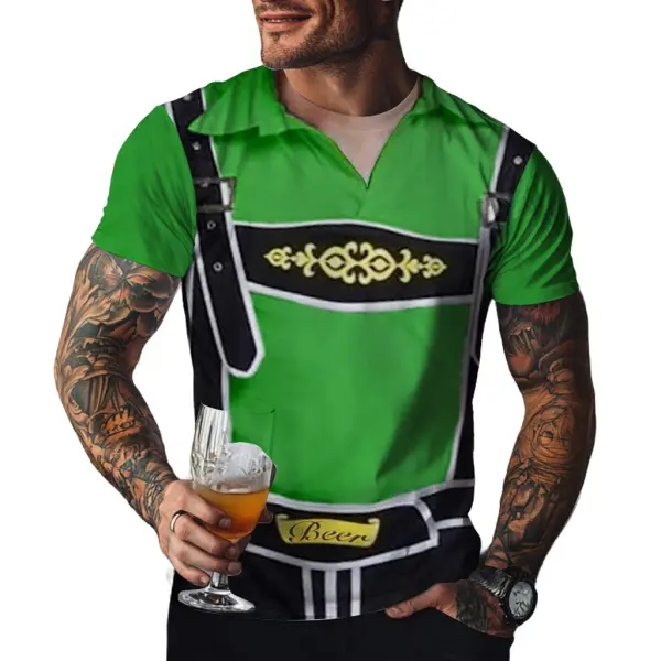 Men's Oktoberfest Bavarian Lederhosen 3D Graphic Print Party Casual Daily Crew Neck Short Sleeve T-shirt - Wayrates.com 