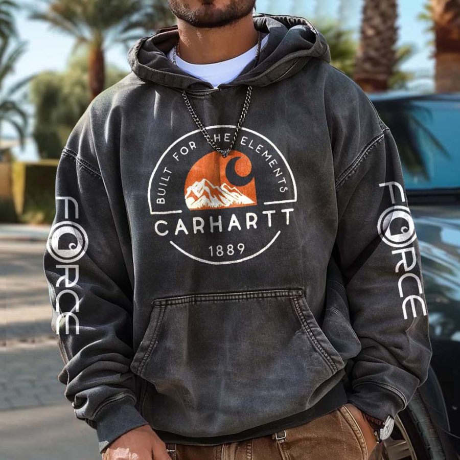 

Men's Vintage Pocket Long Sleeve Casual Loose Oversized Hoodie