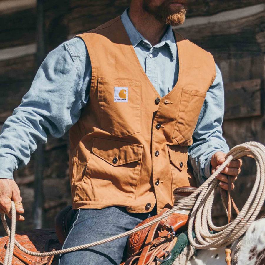 

Men's Vintage Multi-Pocket Outdoor Stand Collar Vest