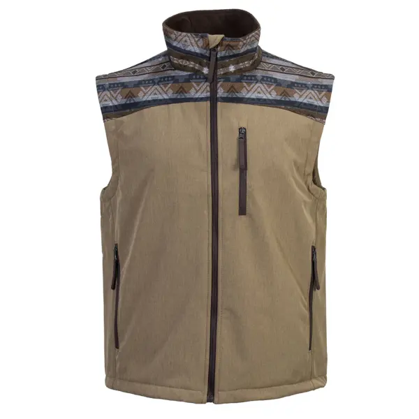 Men's Vintage Ethnic Style Printed Outdoor Stand Collar Vest - Trisunshine.com 