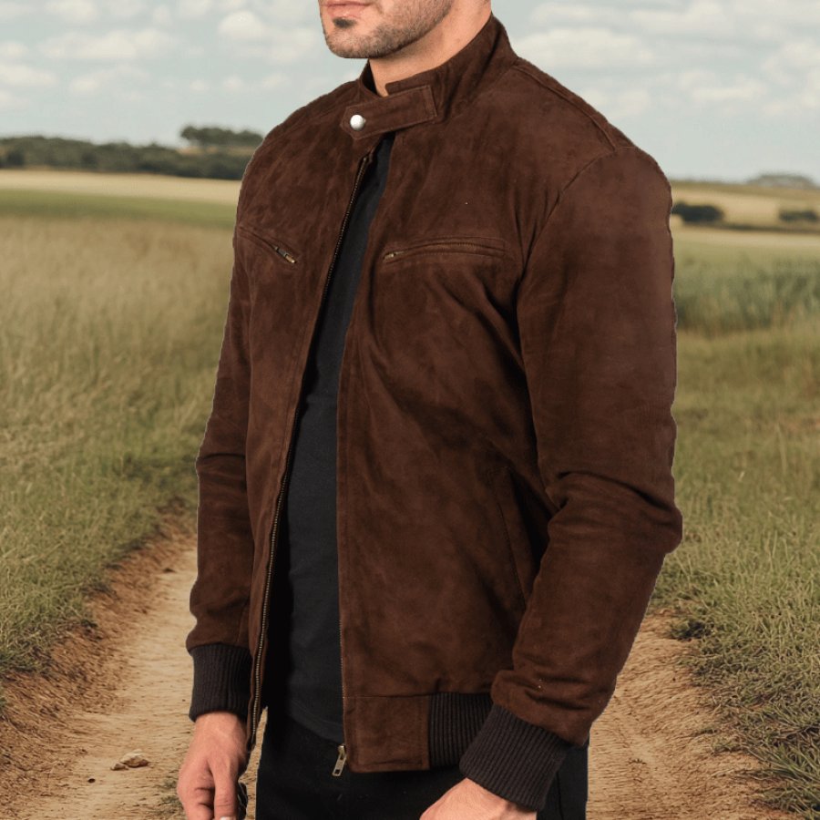 

Men's Outdoor Retro Vintage Zipper Suede Jacket