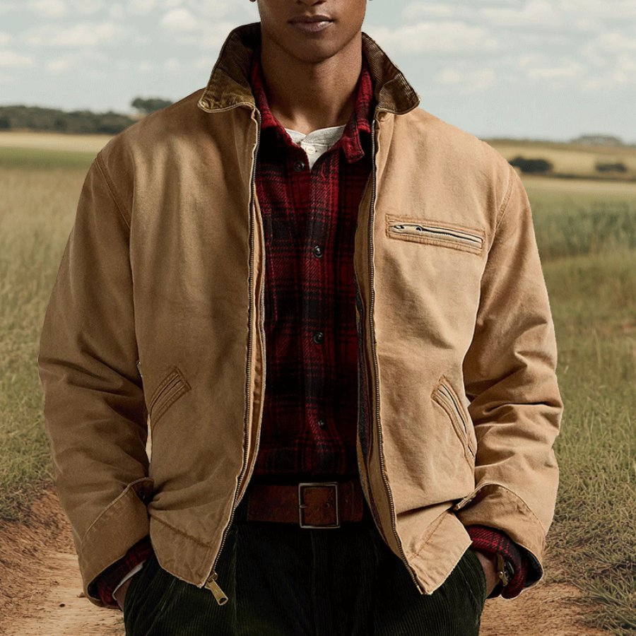 

Men's Retro Vintage Pocket Zipper Jacket Outdoor