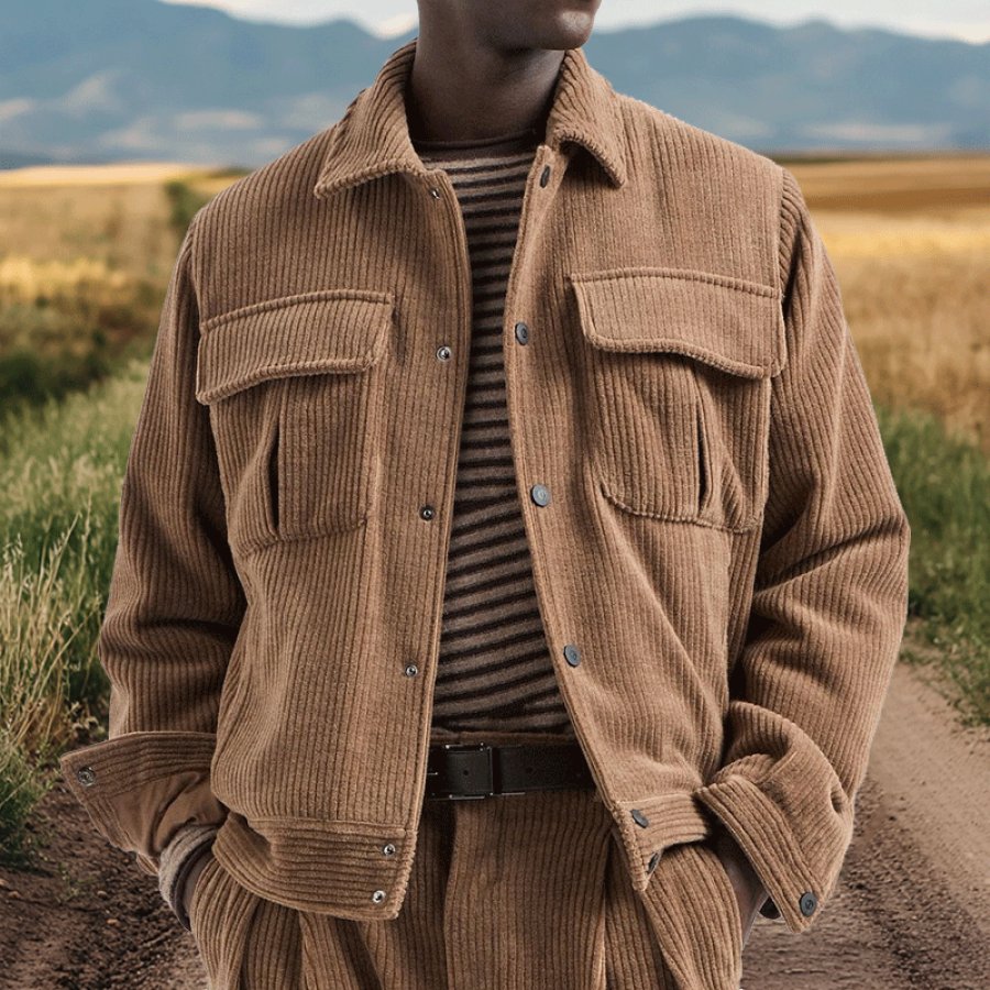 

Men's Vintage Outdoors Flip Collar Pocket Corduroy Jacket