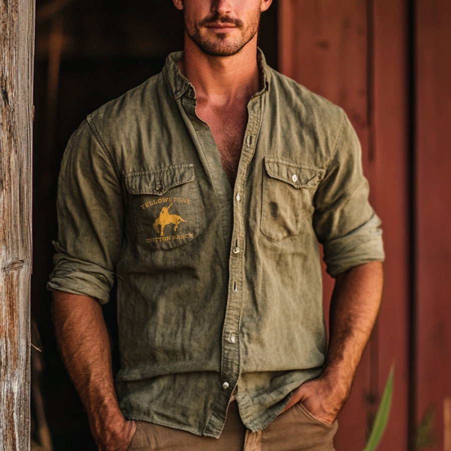 

Men's Yellowstone Vintage Pocket Long Sleeved Shirt