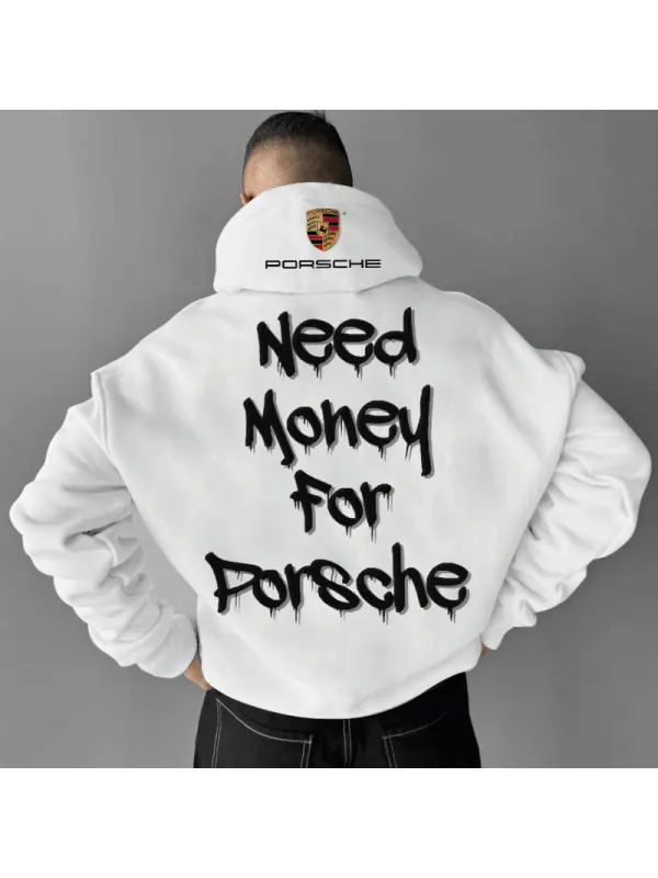 Unisex Leisure Need Money For Car Sports Racing White Hoodie - Timetomy.com 