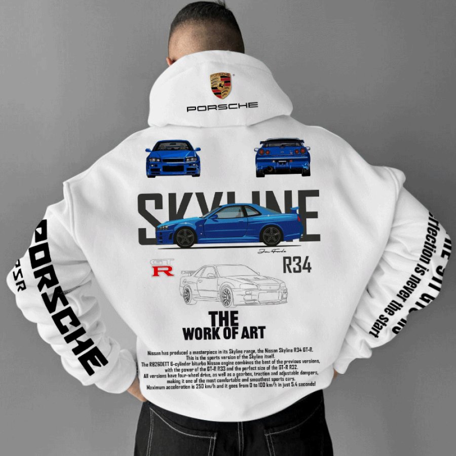 

Unisex The Work Of Art R34 Sports Car Racing White Porsche Hoodie