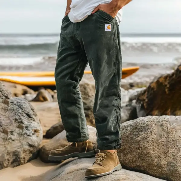 Men's Vintage Corduroy Outdoor Pocket Cargo Pants Trousers - Dozenlive.com 