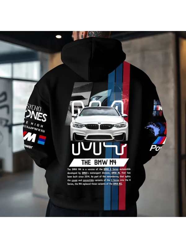 Unisex Retro Racing Print Black Oversized Hoodie - Anrider.com 