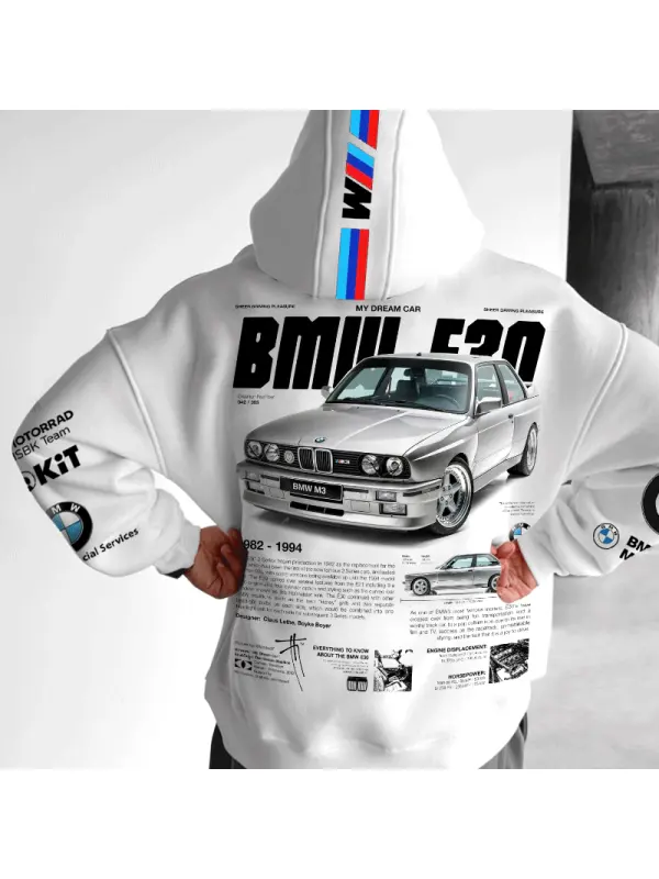 Men's My Dream Car E30 Racing White Hoodie - Ootdmw.com 