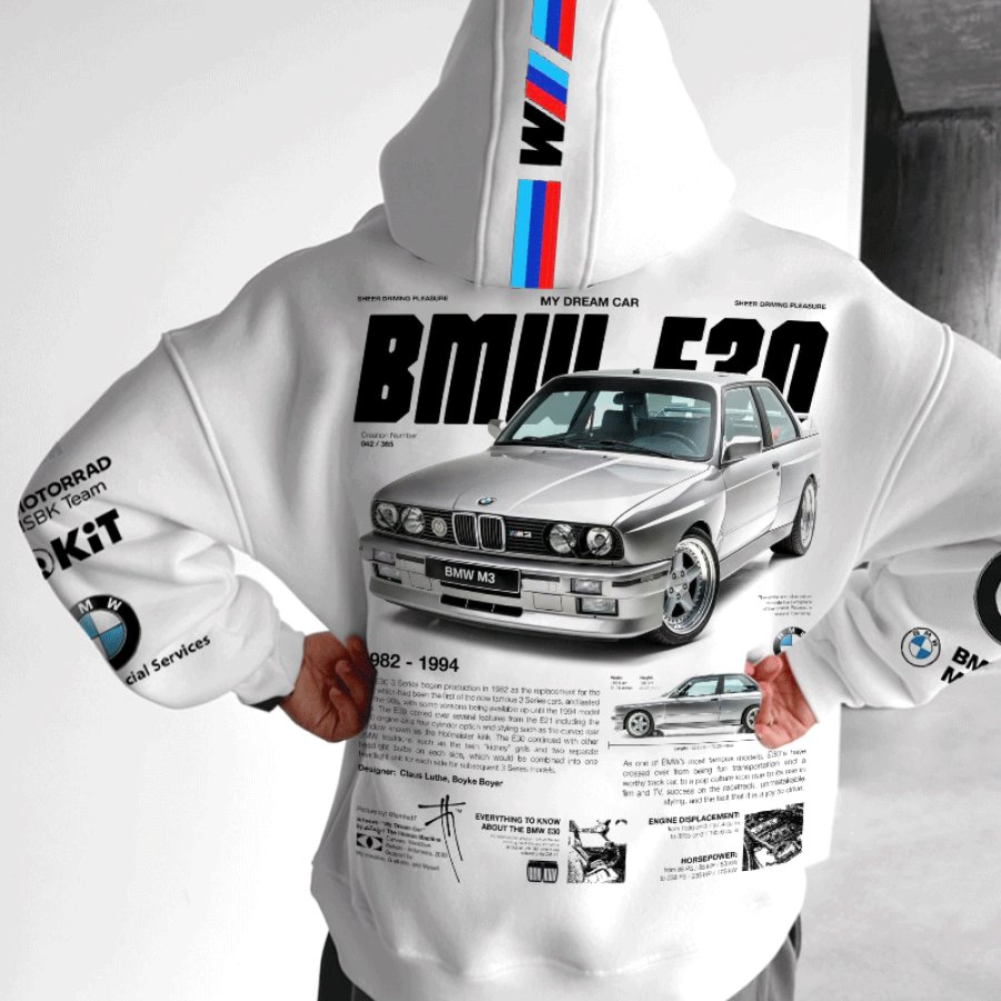 

Men's My Dream Car E30 Racing White Hoodie