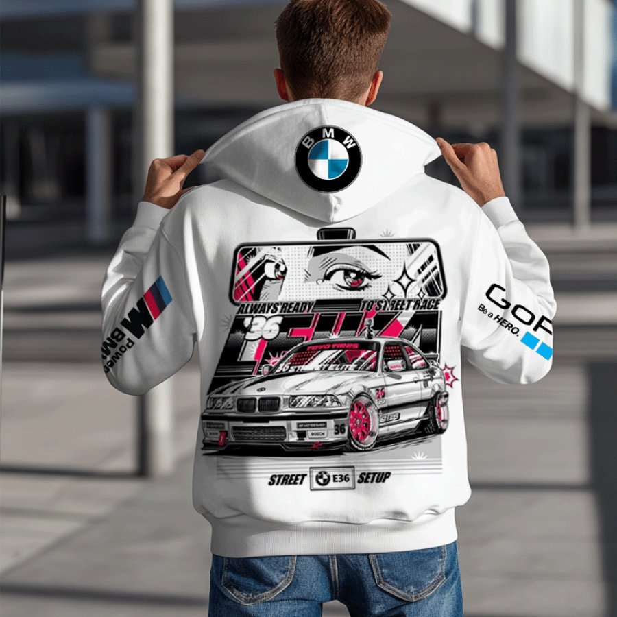 

Men's Leisure Sports Car Street E36 Setup Racing White BMW Hoodie