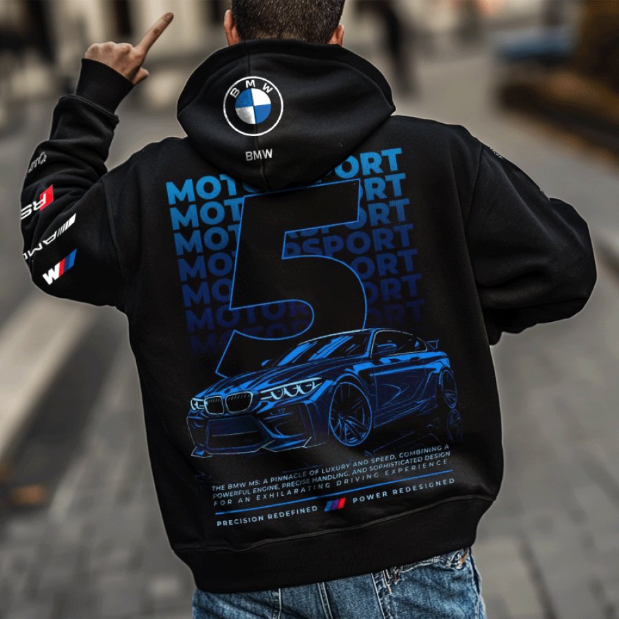 

Men's Leisure Sports Car Racing Black BMW Pullover Hoodie