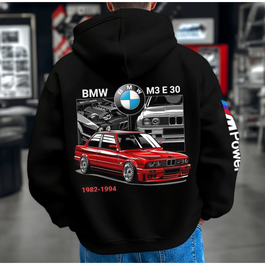 

Men's Vintage Racing BMW Pocket Long Sleeve Black Hoodie