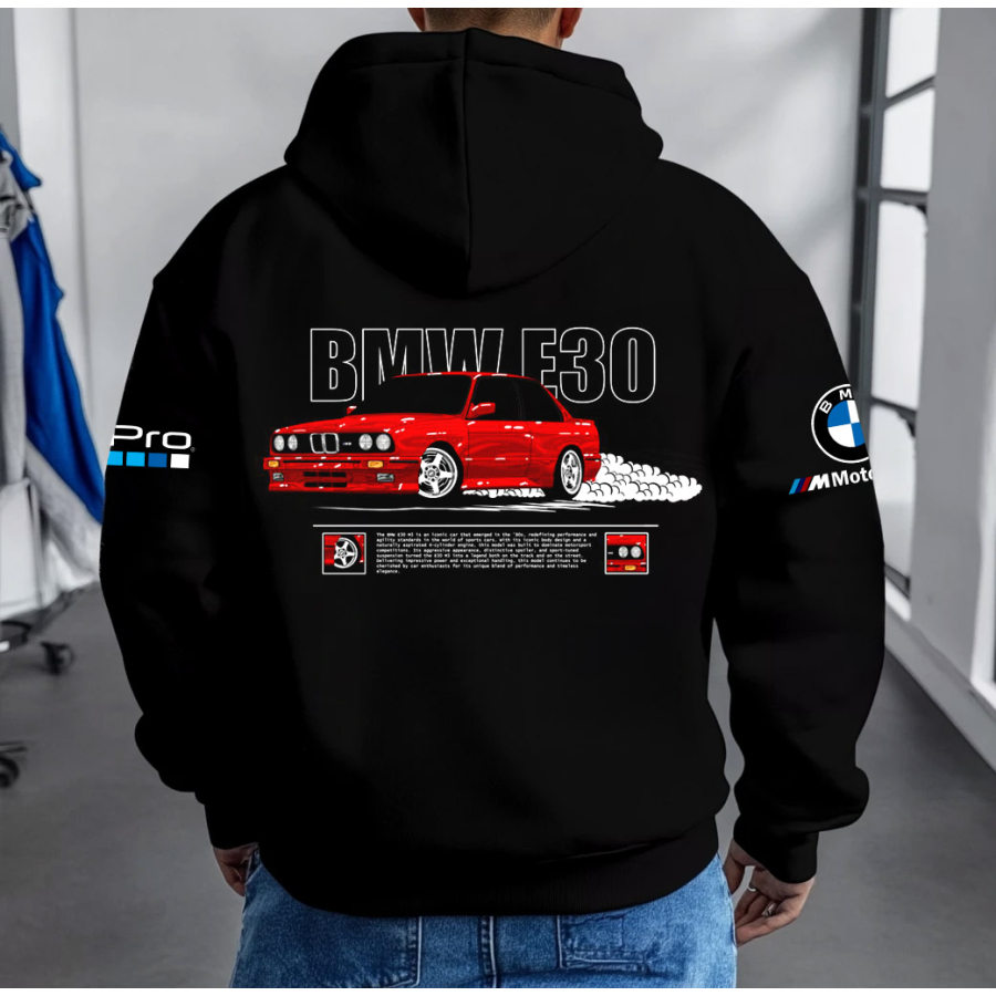 

Men's Vintage Racing M Motorsport Hero Pocket Long Sleeve Black Hoodie