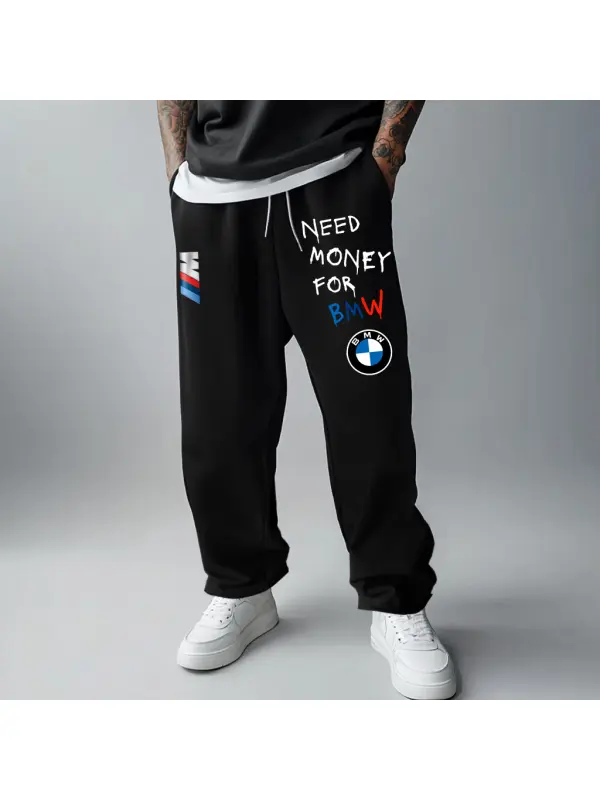 Men's Vintage Racing Need Money For Print Outdoor Sweatpants - Anrider.com 