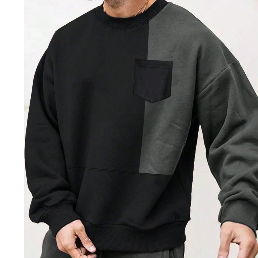 

Men's Vintage Color Contrast Casual Long Sleeve Work Sweatshirts