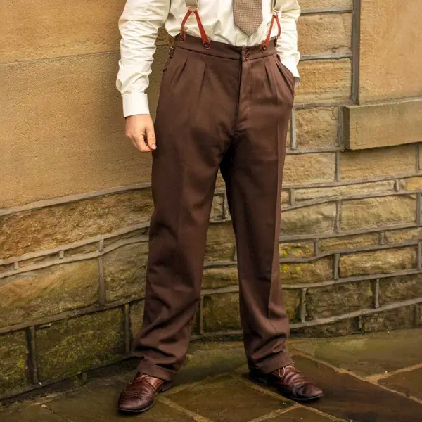 Men's Midcentury Vintage Edwin High Waist Trousers Brown Pants - Wayrates.com 