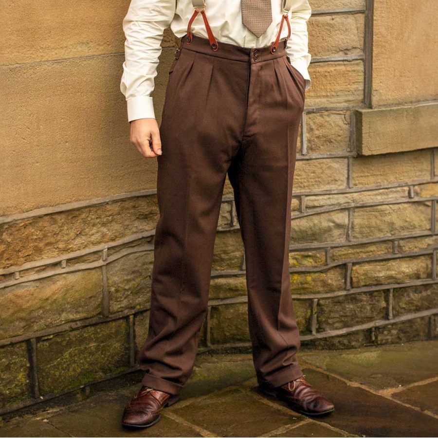 

Men's Midcentury Vintage Edwin High Waist Trousers Brown Pants