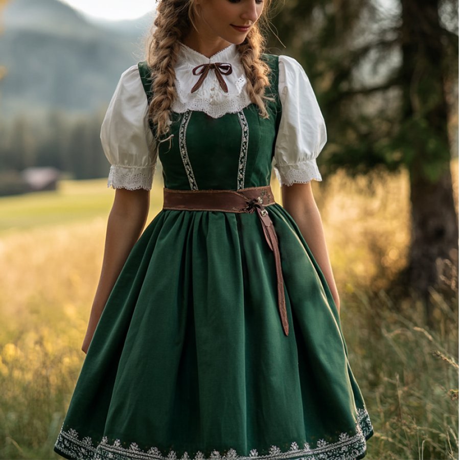 

Women's Vintage Oktoberfest Dirndlkleid Samt Grün Dress