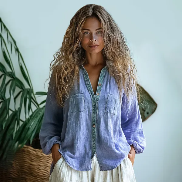 Women's Bohemian Long-sleeved Shirt - Dozenlive.com 