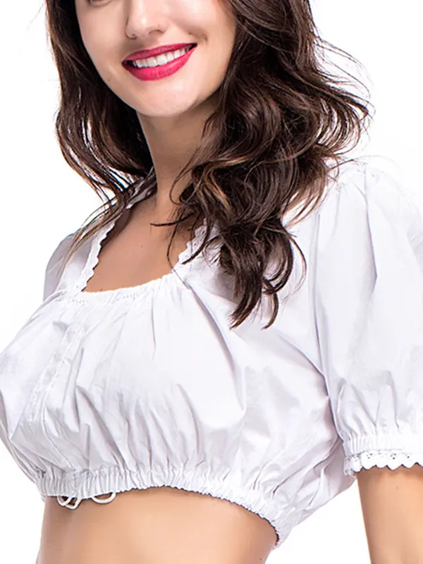 German Munich Oktoberfest Dirndl Maid Costume Bavarian Ethnic Style Lace Top - Pragmaace.com 