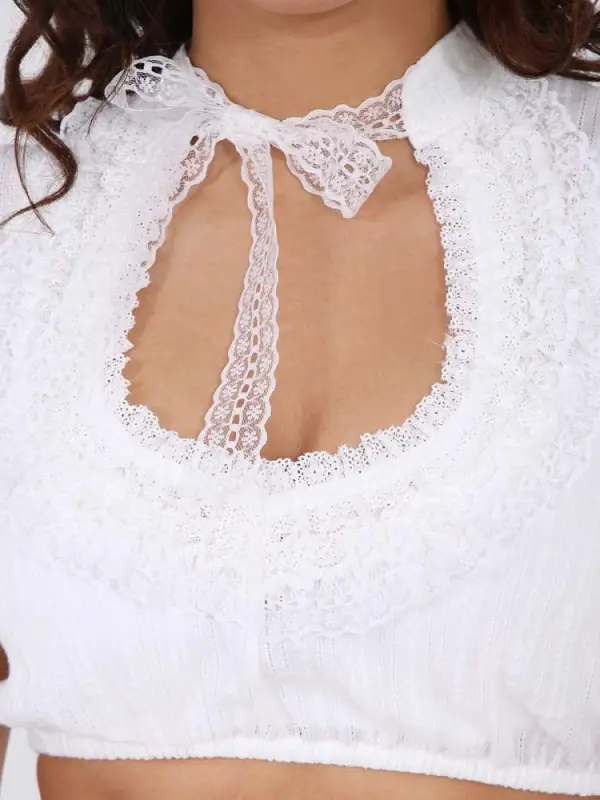 Oktoberfest Spitzenoberteil Dirndlbluse Spitze Dress Lace Tops - Pragmaace.com 