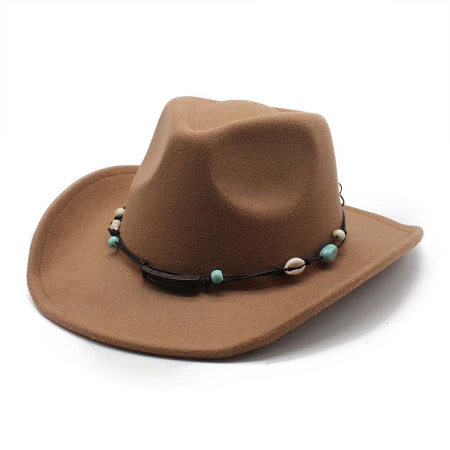 

Unisex Fall Vintage Western Cowboy Woolen Sun Protection Wide Brim Hat