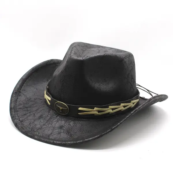 Unisex Fall Vintage Texture Western Cowboy Woolen Sun Protection Wide Brim Hat - Rabclub.com 