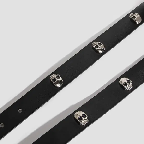 Ladies Retro Halloween Dark Goth Y2K Skull Willow Nail Belt - Rabclub.com 