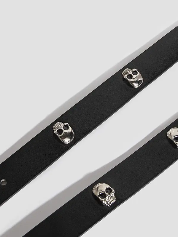 Ladies Retro Halloween Dark Goth Y2K Skull Willow Nail Belt - Pragmaace.com 