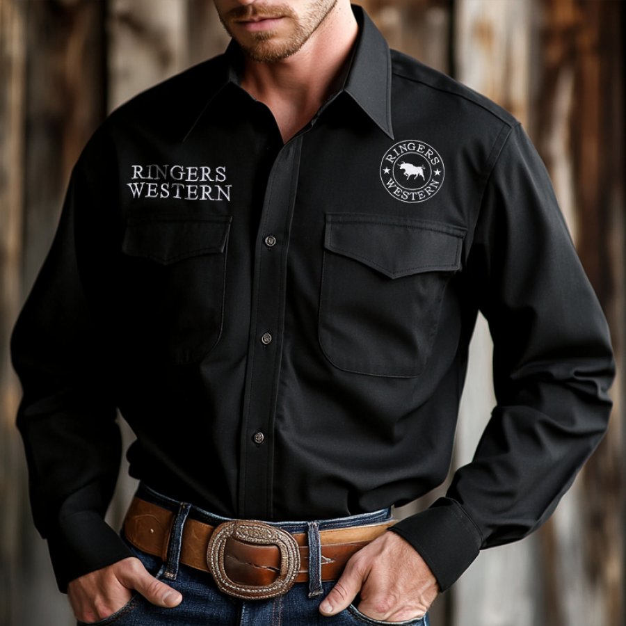 

Men's Ringers Western Hawkeye PBR Teams Pocket Long Sleeved Collar Shirts