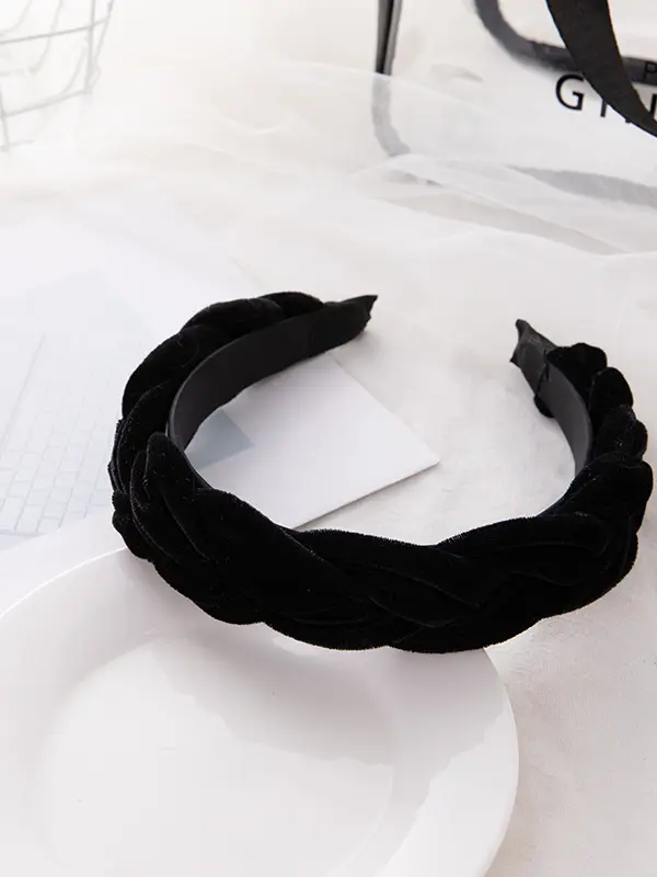 Oktoberfest Samt-Haarreif Flechtoptik Schwarz Velvet Headband - Pragmaace.com 