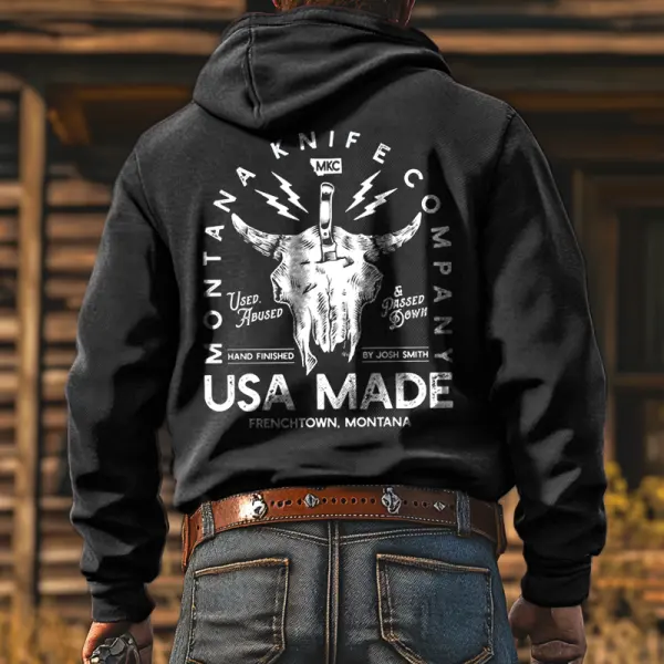 Men's PBR Teams Vintage Distressed Print Black Skull Hoodies - Trisunshine.com 