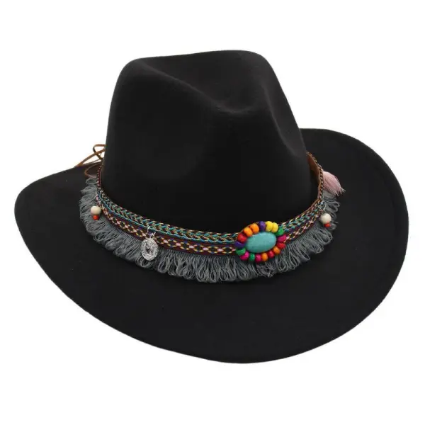 Unisex Western Cowboy Outdoor Felt Hat Sun Hat - Nicheten.com 