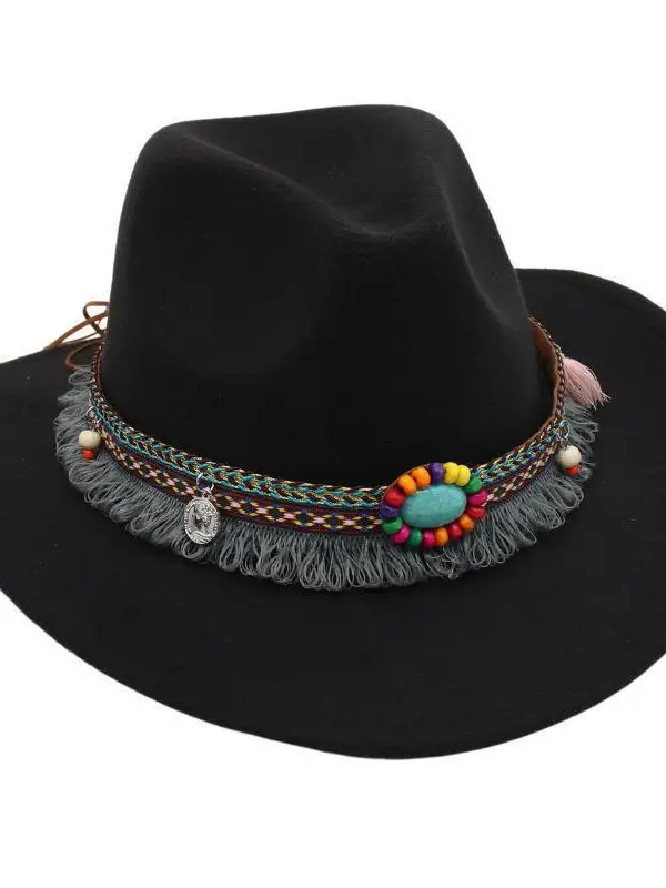 Unisex Western Cowboy Outdoor Felt Hat Sun Hat - Menbarn.com 