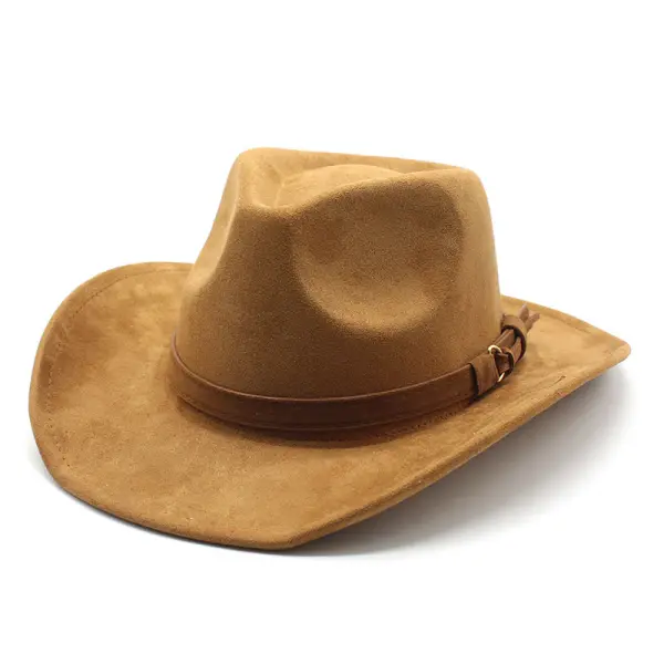 Unisex Western Cowboy Outdoor Wool Suede Hat - Dozenlive.com 