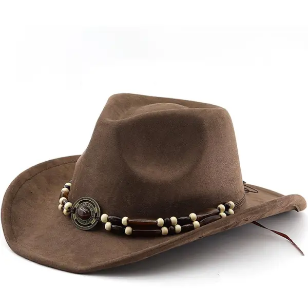 Unisex Western Cowboy Outdoor Suede Felt Hat Sun Protection Hat - Nicheten.com 