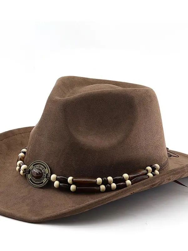 Unisex Western Cowboy Outdoor Suede Felt Hat Sun Protection Hat - Pragmaace.com 