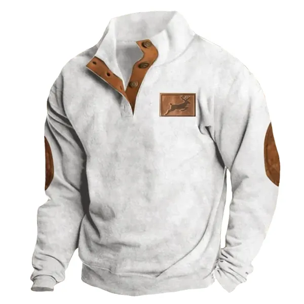 Men's Colorblock Elk Casual Sweatshirt - Cotosen.com