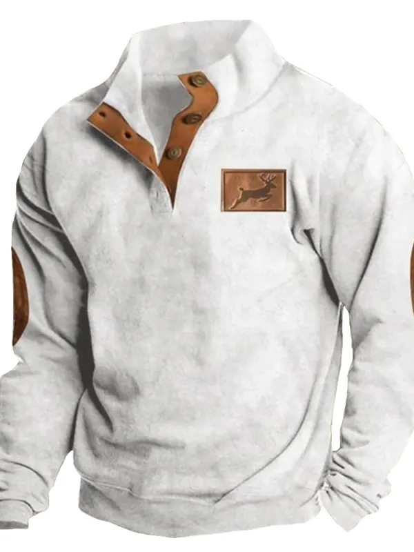 Men's Colorblock Elk Casual Sweatshirt - Wantbright.com 