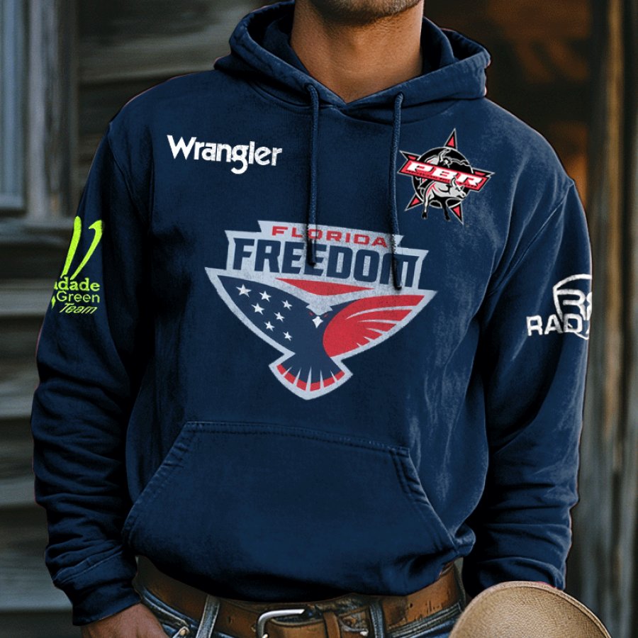 

Men's Florida Freedom PBR Competition Professional Bullriders Australia Vintage Print Hoodie