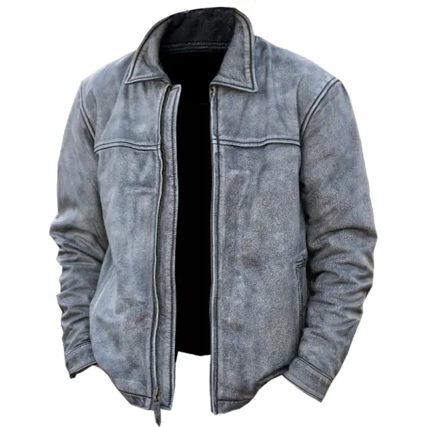 Men's Vintage Suede Motorcycle Pocket Jacket Outdoor - Menzfolk.com 