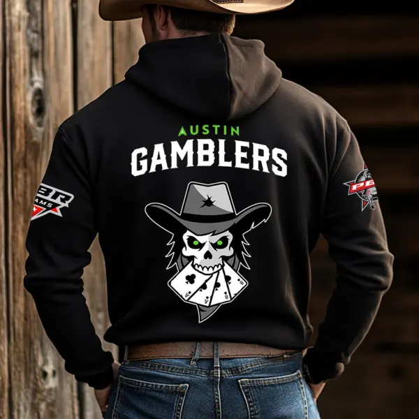 Men's Western Cowboy Outdoor PBR Teams AG Pocket Long Sleeve Black Hoodie - Wayrates.com 